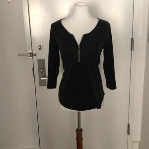 Black blouse with zipper detail